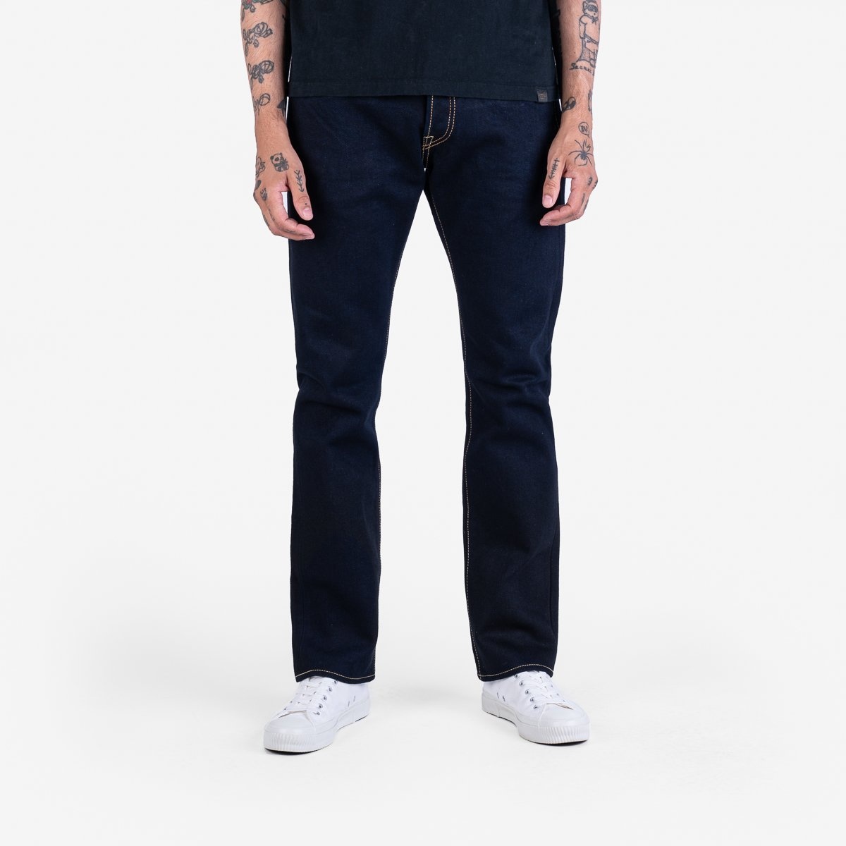 IH-555S-21ib 21oz Selvedge Denim Super Slim Cut Jeans - Indigo/Black - 2