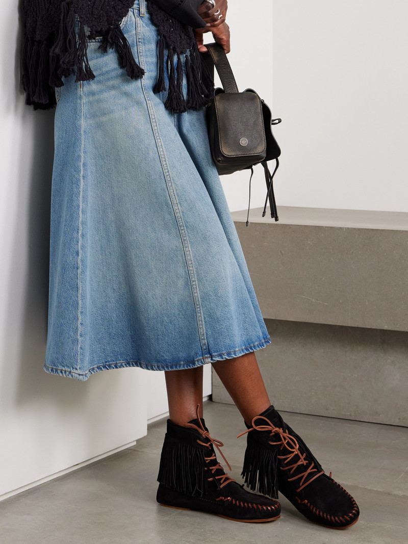 PARIS TEXAS Indiana Fringed Suede Ankle Boots outlook