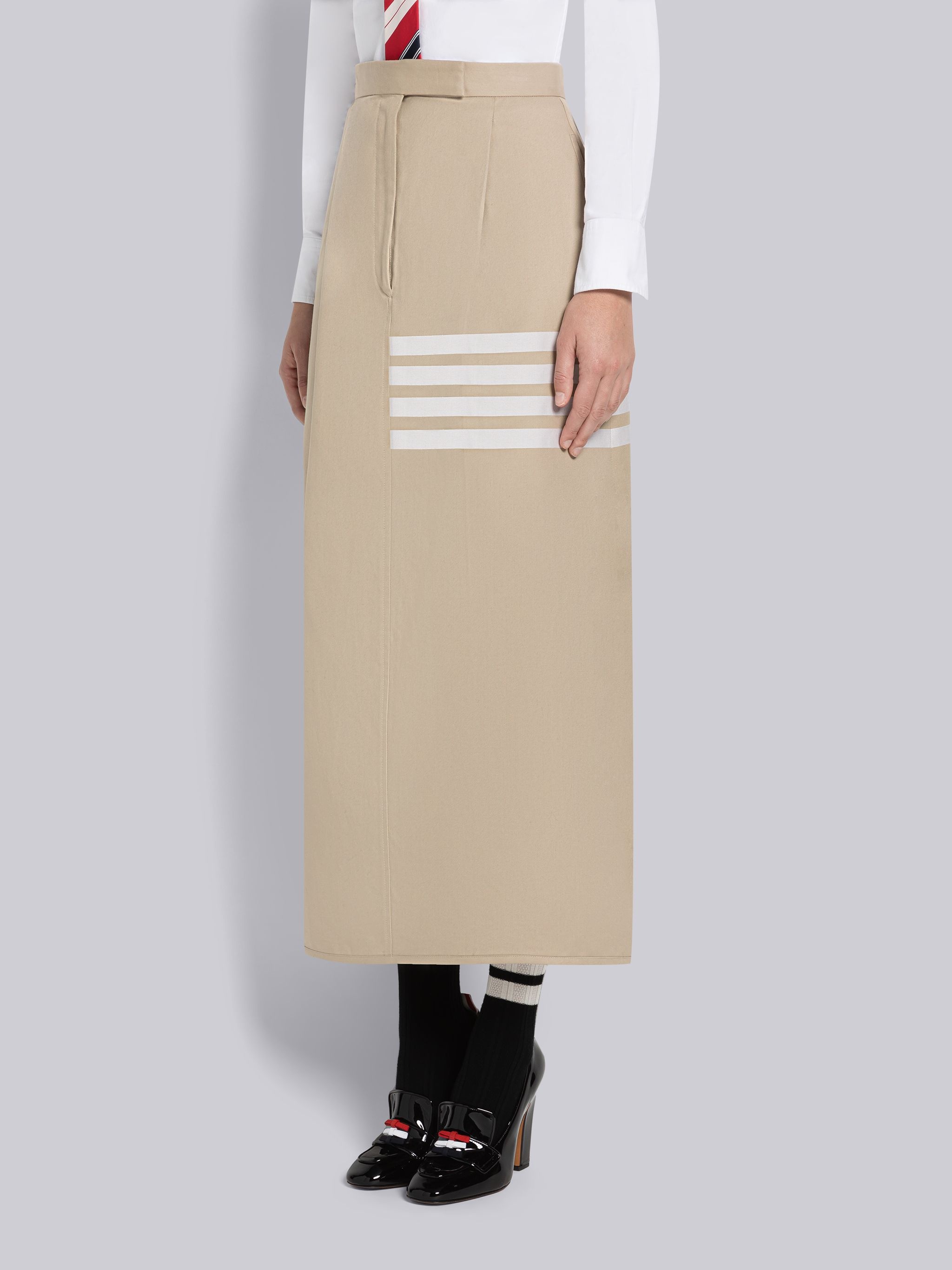 Cotton Twill Single Pleat 4-Bar Skirt - 2