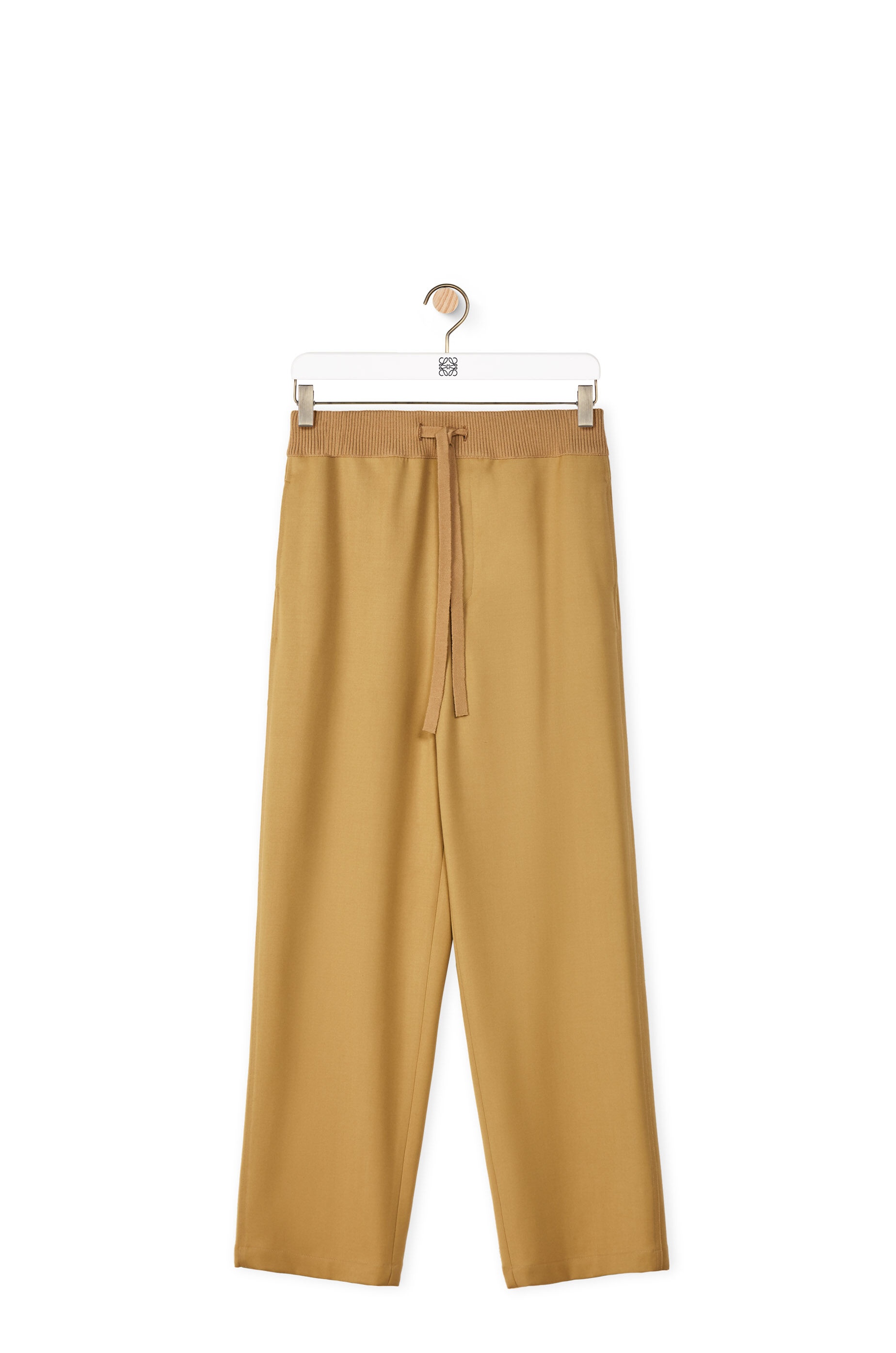 Rib waist drawstring trousers in wool - 1
