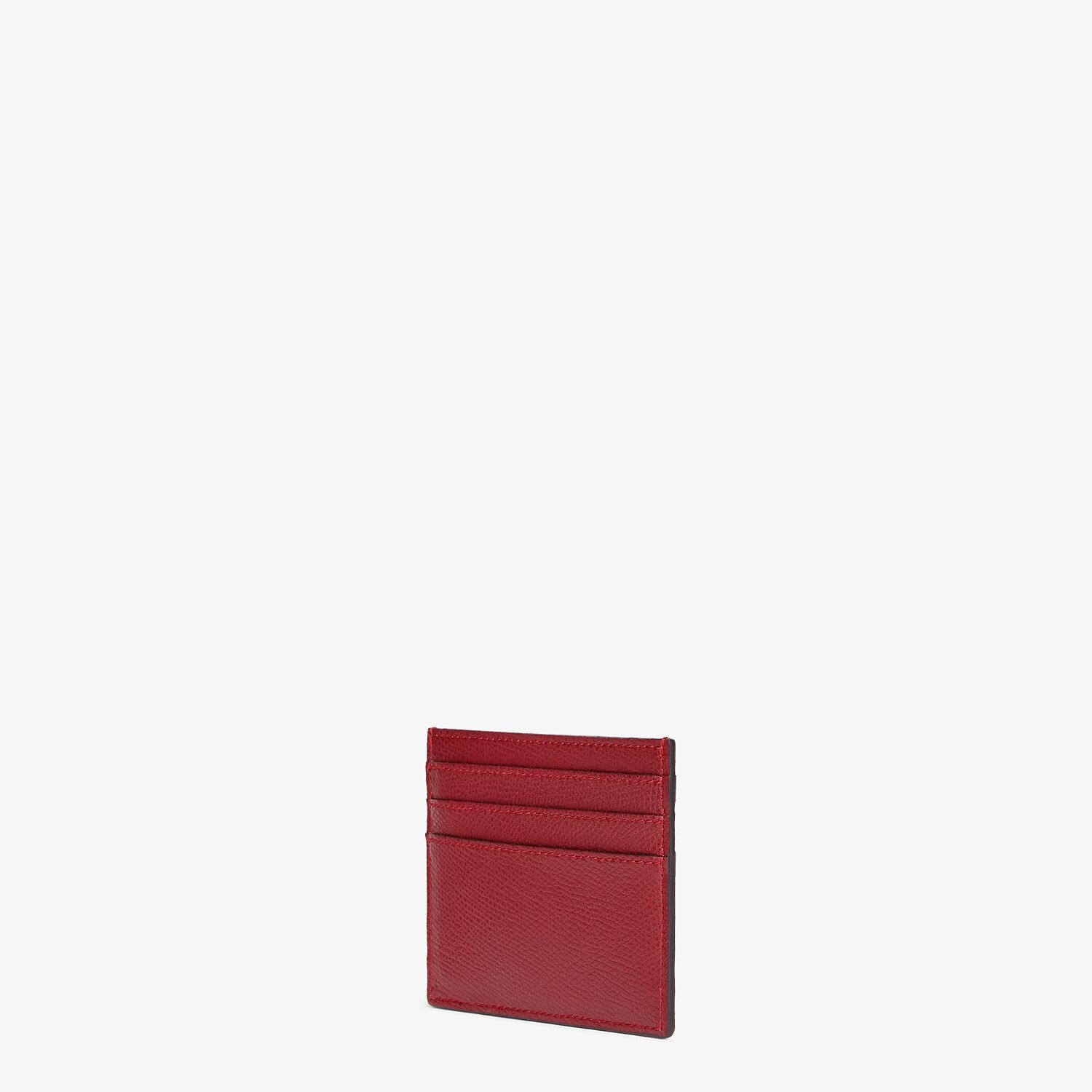 Burgundy leather flat card holder - 2