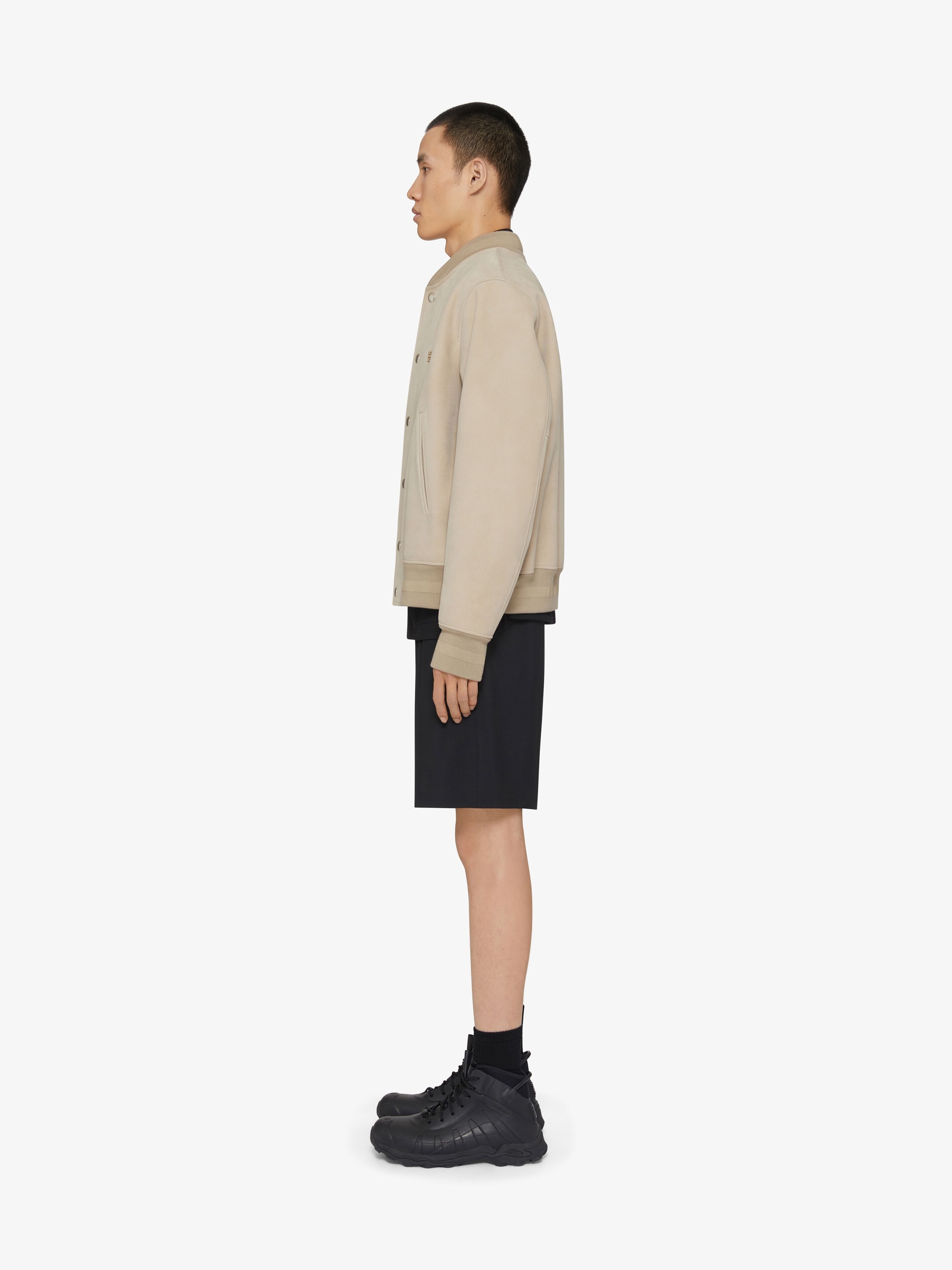 VARSITY JACKET IN GRAINED NUBUCK WITH 4G DETAIL - 3