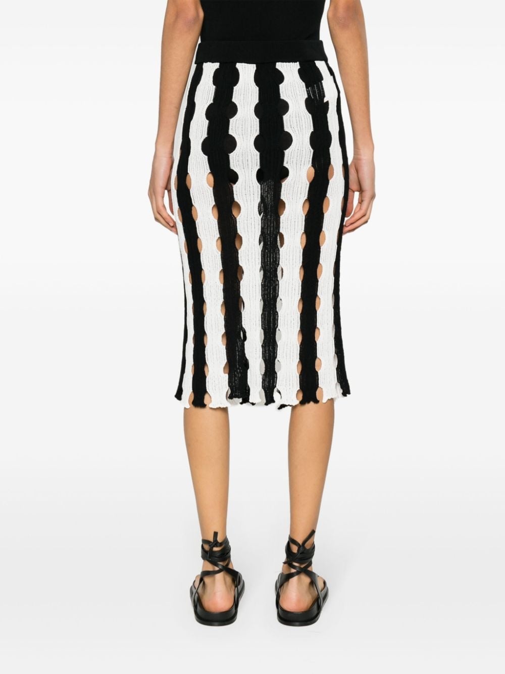 cut-out striped midi skirt - 4