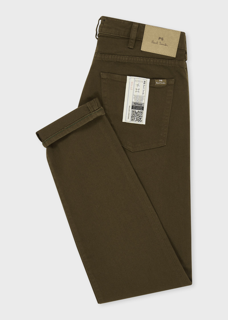 Paul Smith Tapered-Fit Khaki Green Garment-Dyed Organic Cotton-Stretch Jeans outlook