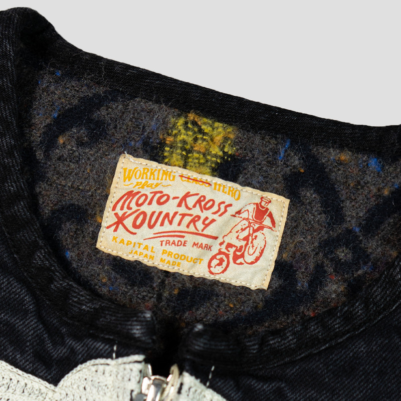 14oz BLACK DENIM MOTORCROSS JACKET (BONE) 4