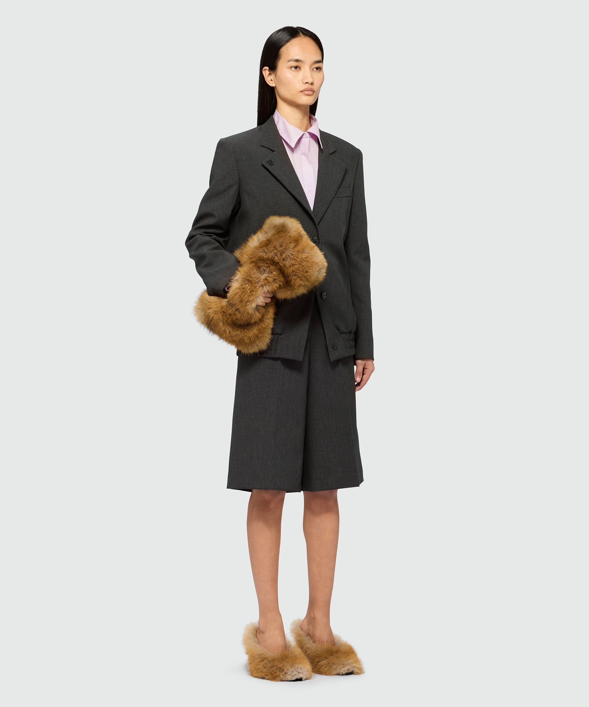 Anthracite jacket with twill lapels - 4