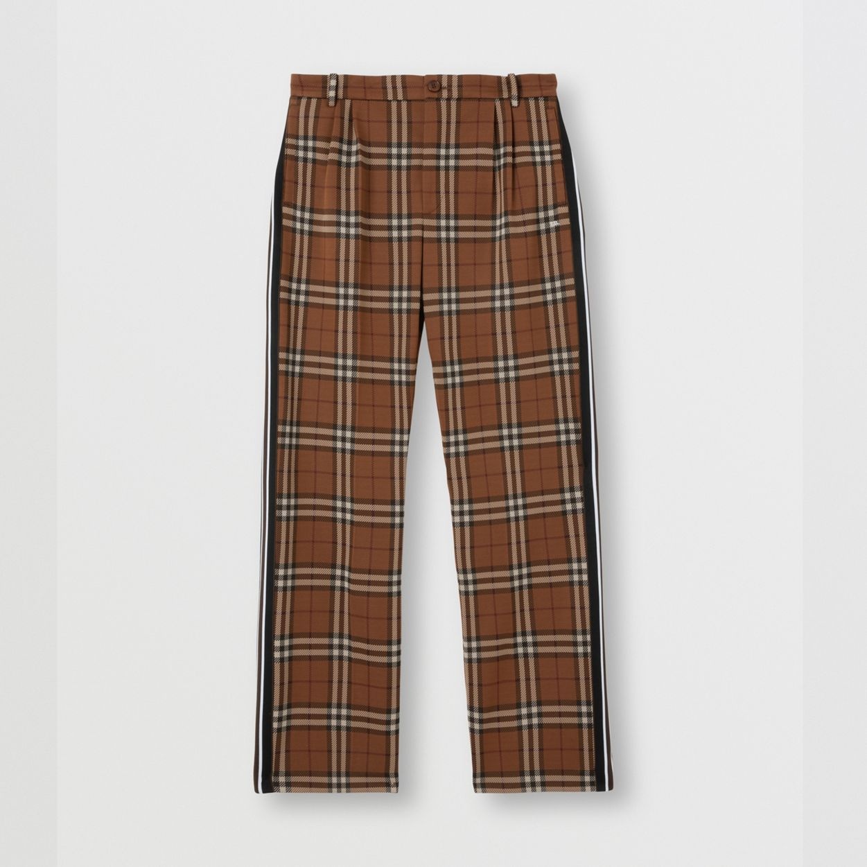 Side Stripe Check Jacquard Wide-leg Trousers - 1