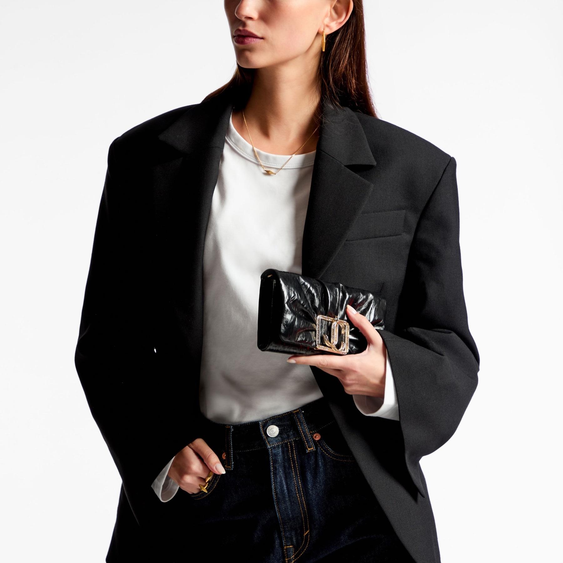 Edie Wallet With Chain
Black Vintage Metallic Leather Mini Bag - 2