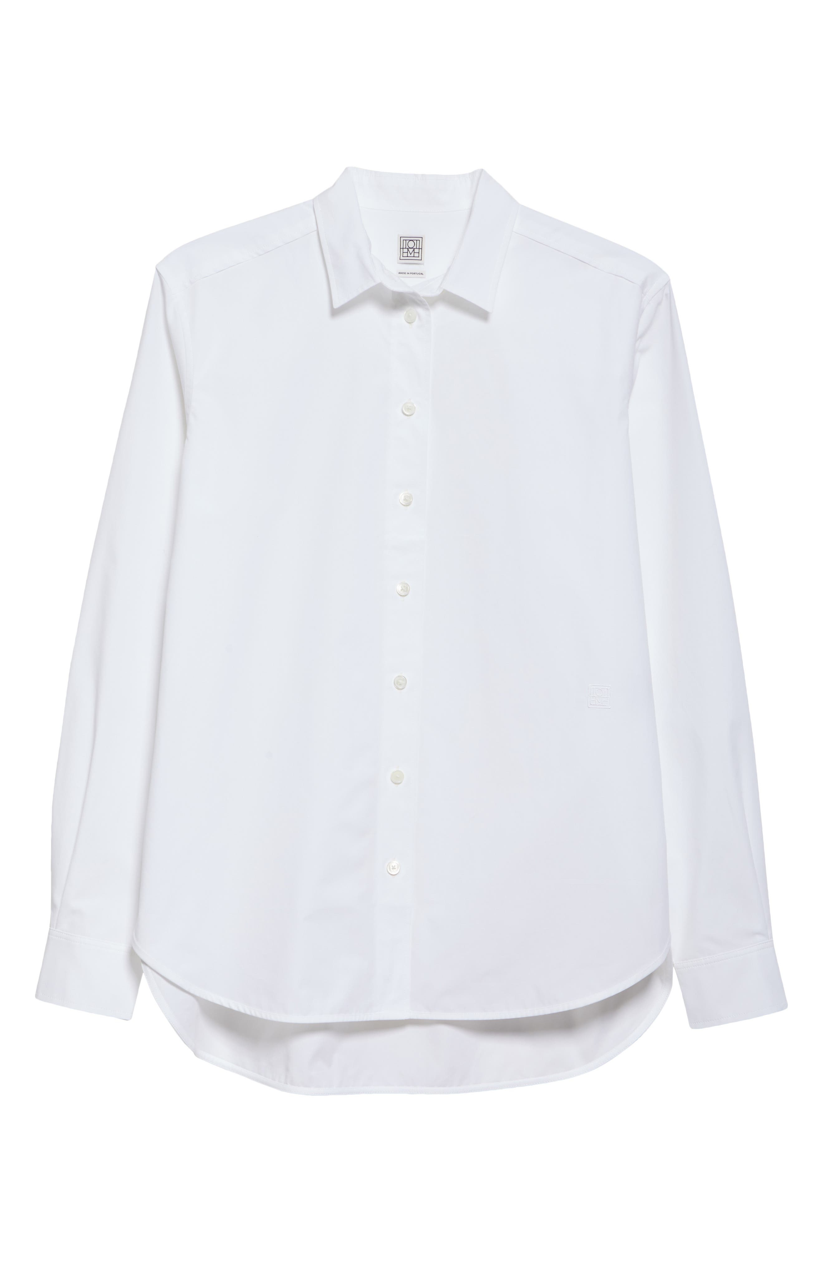 TOTEME Signature Organic Cotton Poplin Button-Up Shirt in White at Nordstrom - 5