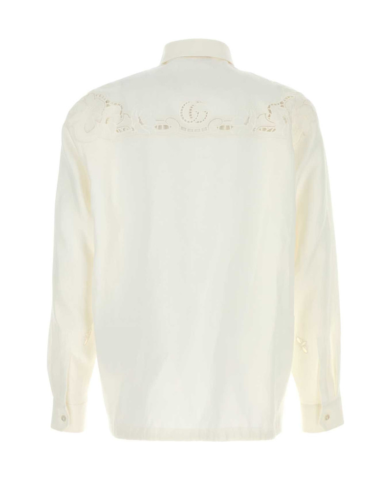 GUCCI White Linen Polo Shirt outlook