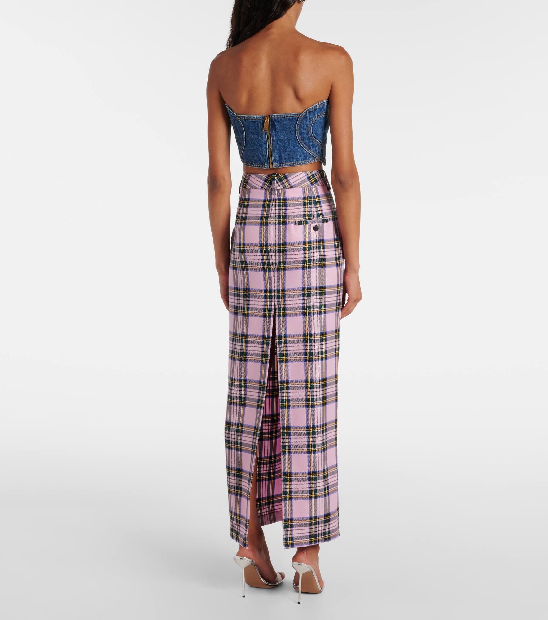 Plaid wool midi skirt - 3