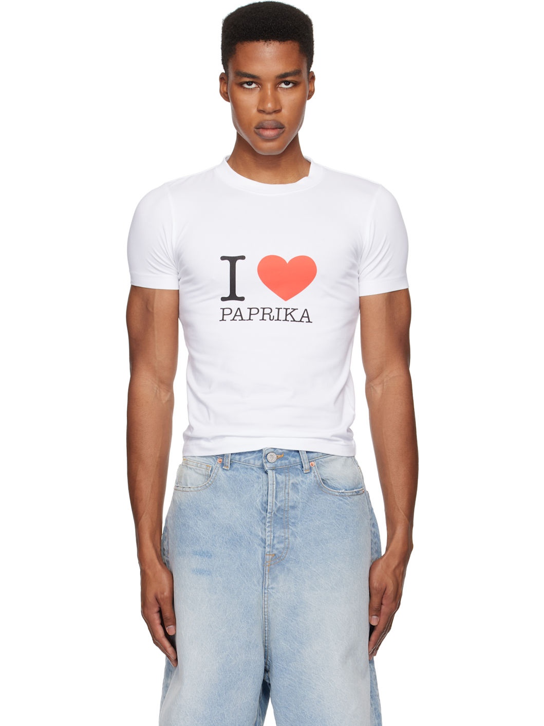 White 'I Love Paprika' Fitted T-shirt - 1