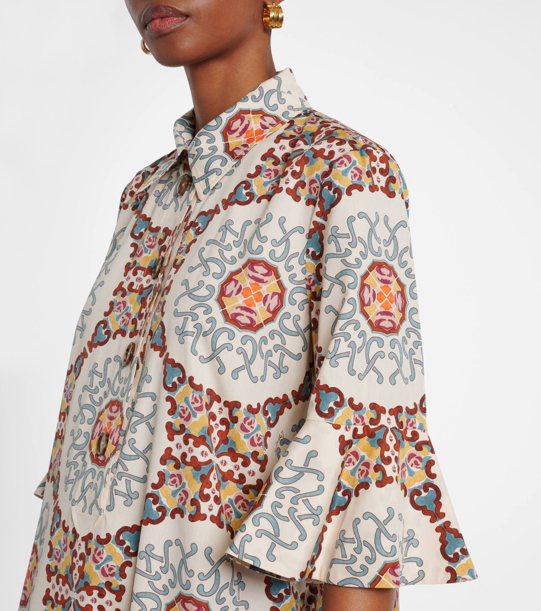 Artemis printed cotton poplin shirt dress - 5