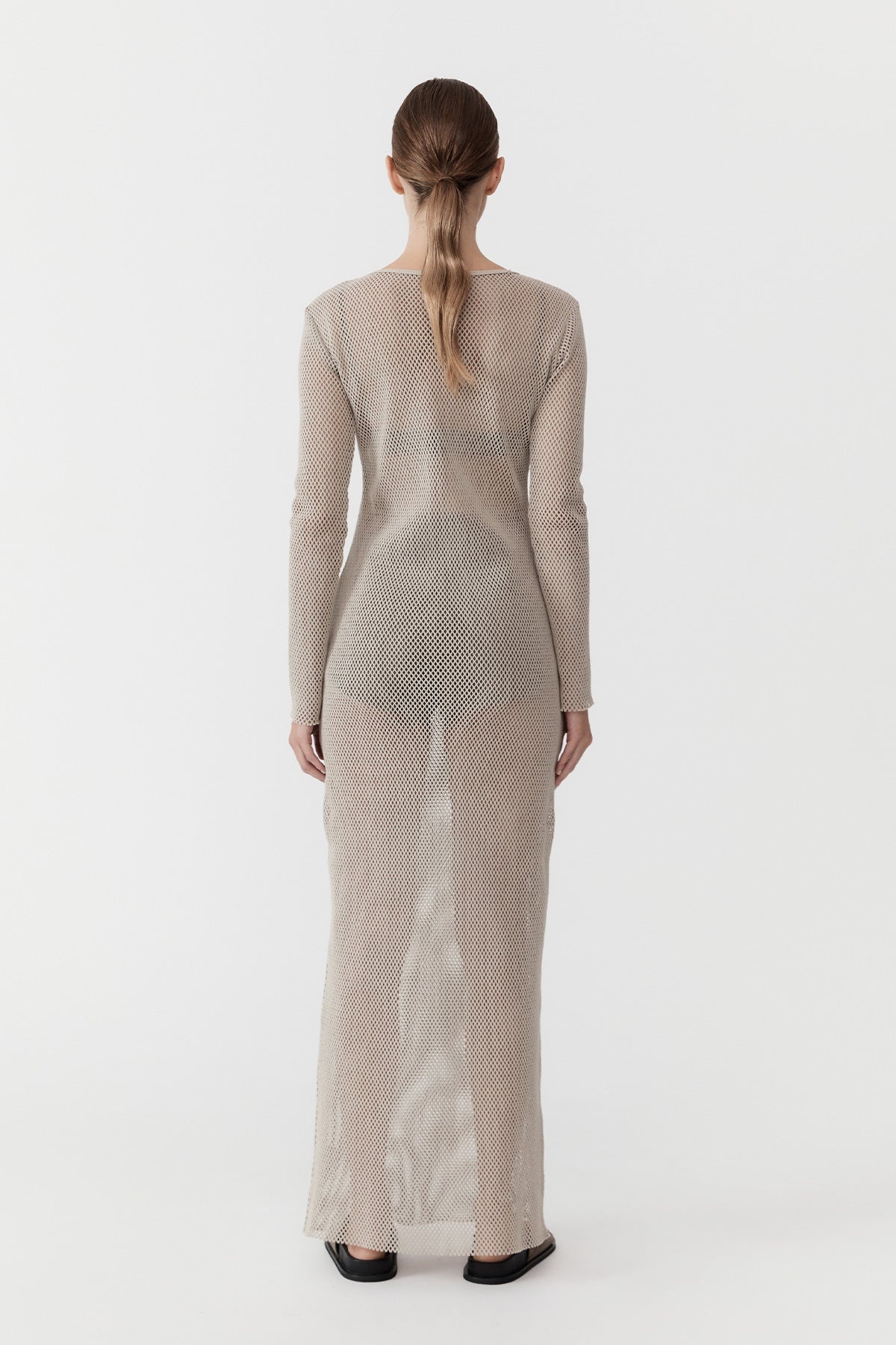 Mesh Long Sleeve Dress - Aloe - 5