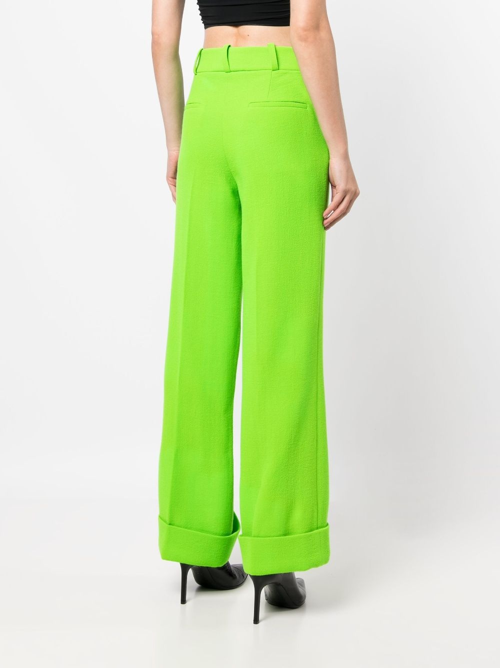 wide-leg turn-up trousers - 4