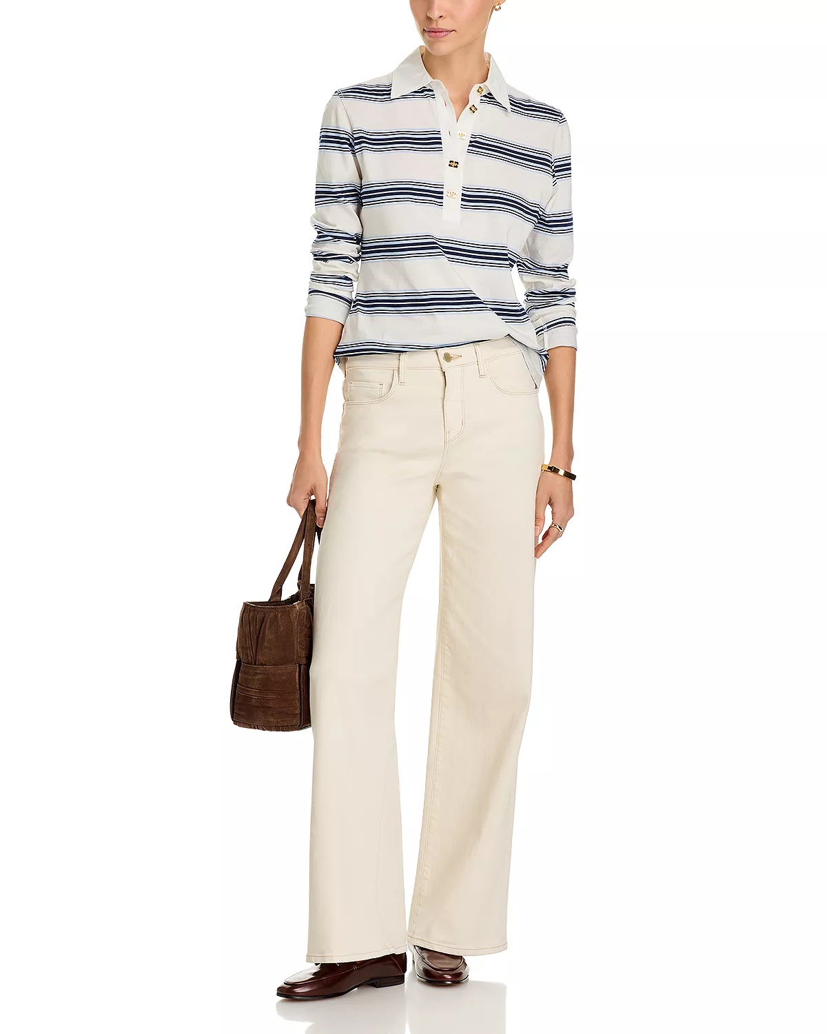 Alicent High Rise Sneaker Wide Leg Jeans in Macadamia - 2