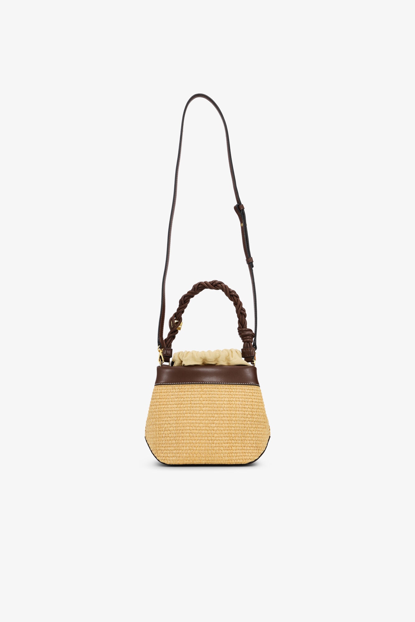 BROWN GANNI BOU BUCKET BAG RAFFIA - 2