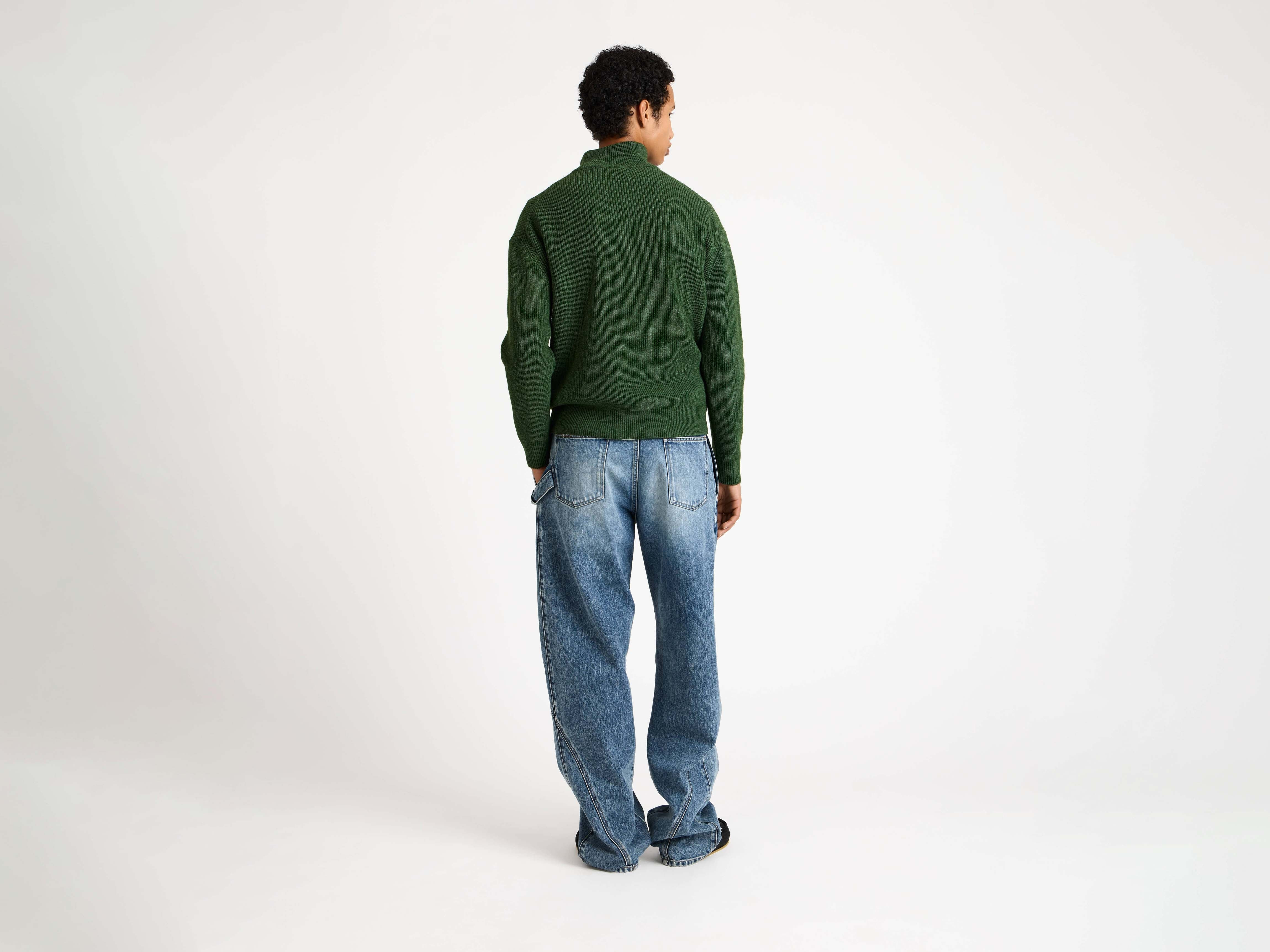 HALF ZIP JUMPER IN PINE - 3