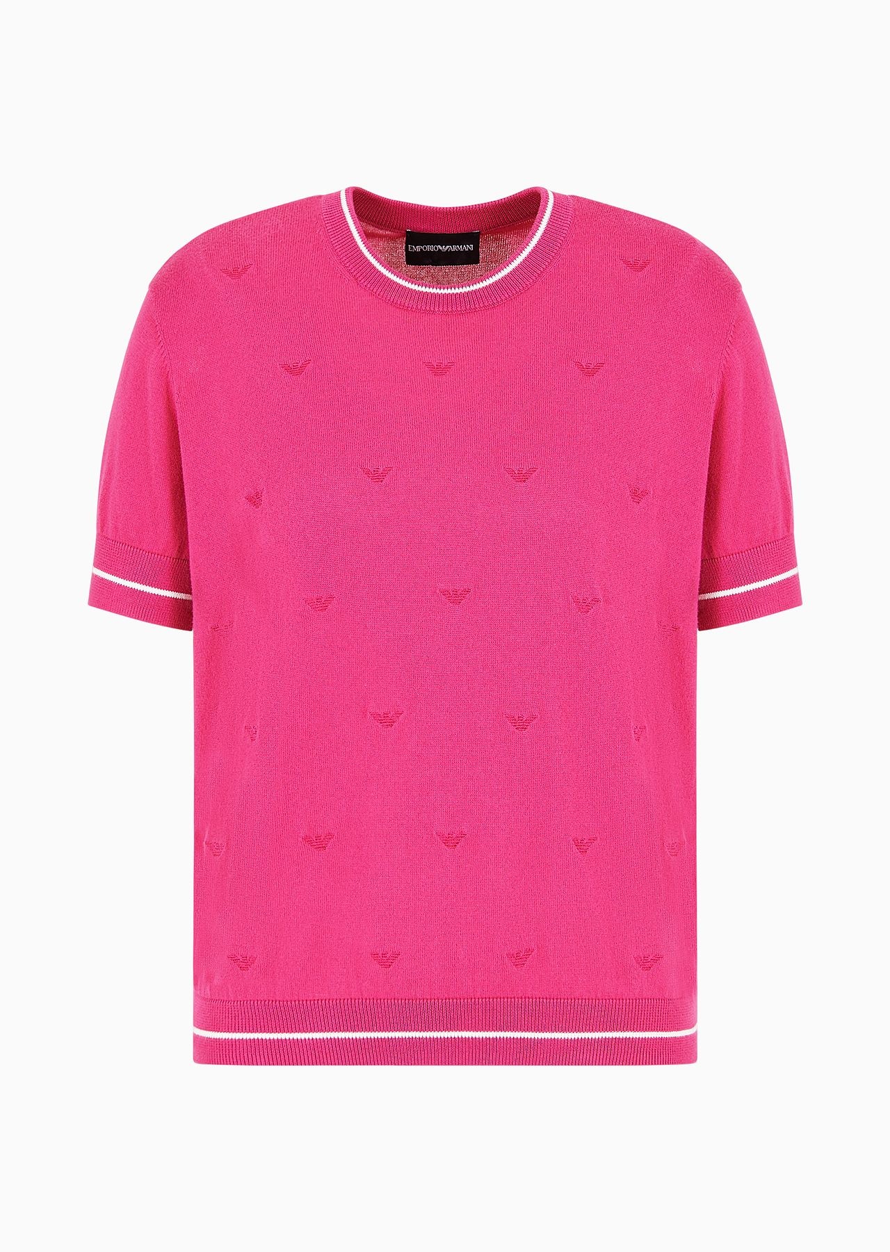 Short-sleeved jumper with all-over micro-eagle embroidery - 1
