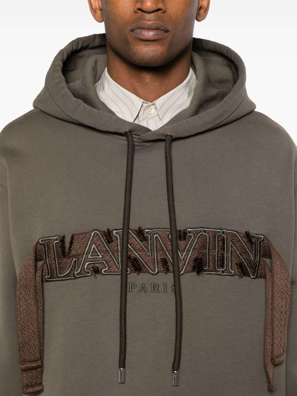 logo-embroidered cotton hoodie - 5