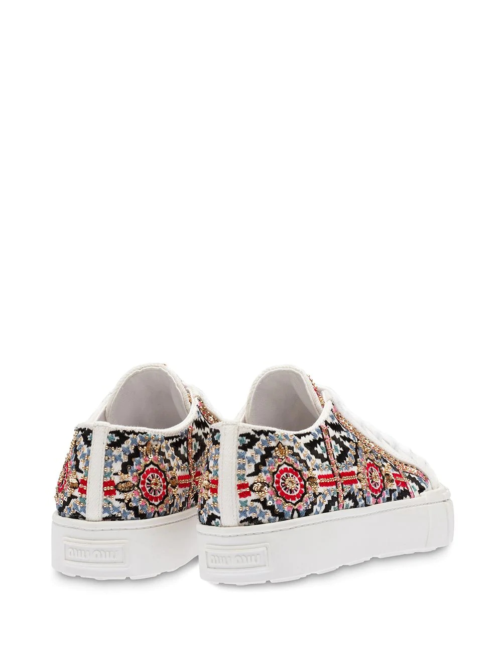 embroidered denim sneakers - 3