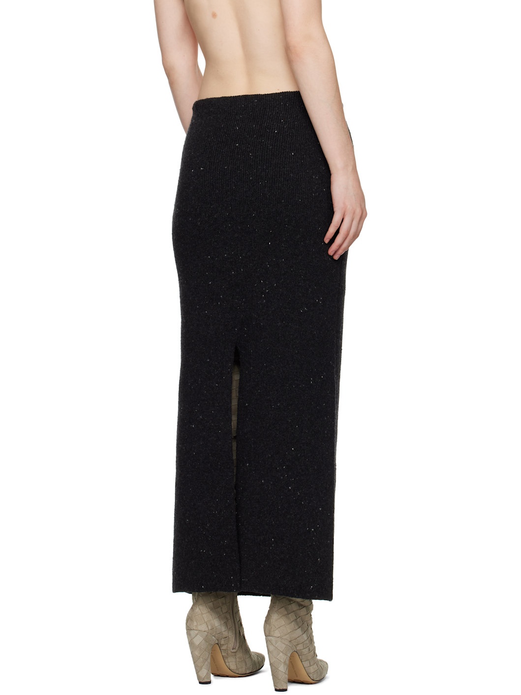 Gray Wool Tailored Maxi Skirt - 3