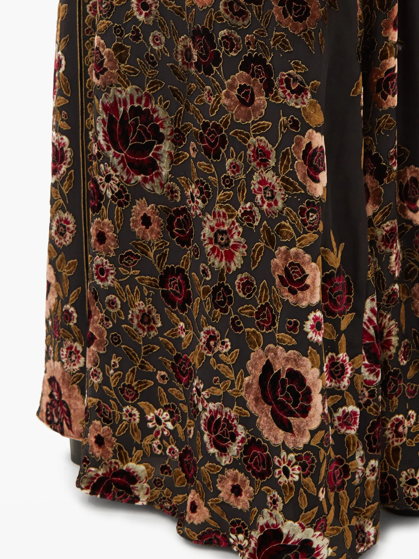 Baluchi floral-embroidered velvet maxi skirt - 4