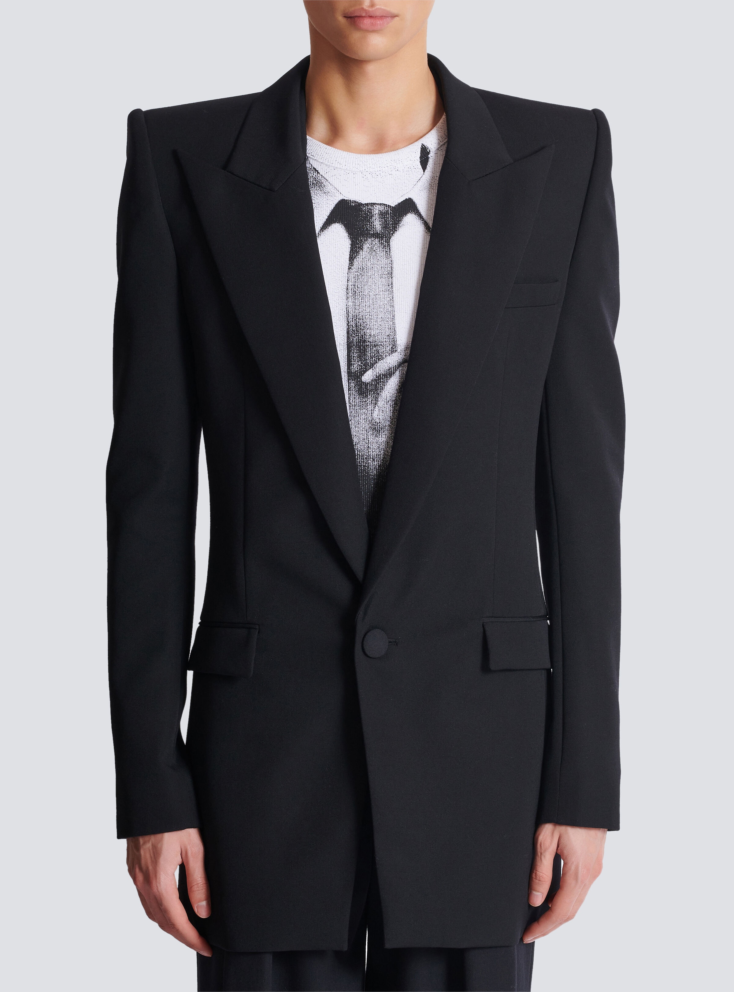 Grain de poudre 1-button jacket with shoulder pads - 5