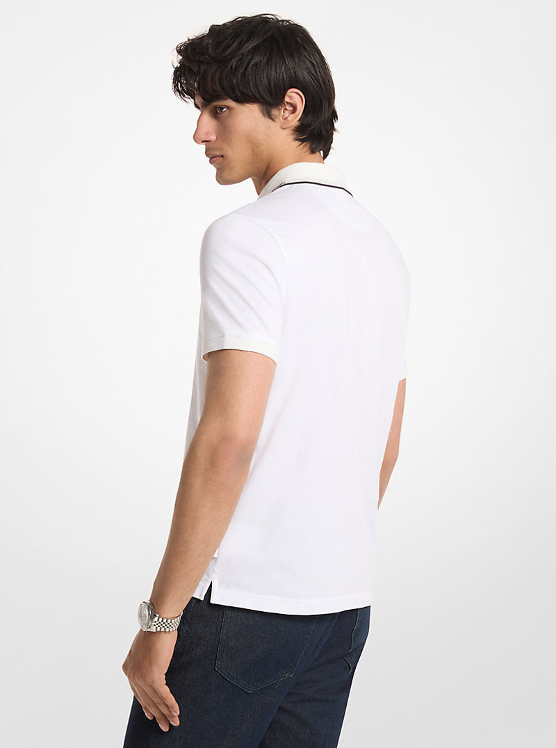 MICHAEL KORS Logo Trim Cotton Jersey Polo Shirt outlook