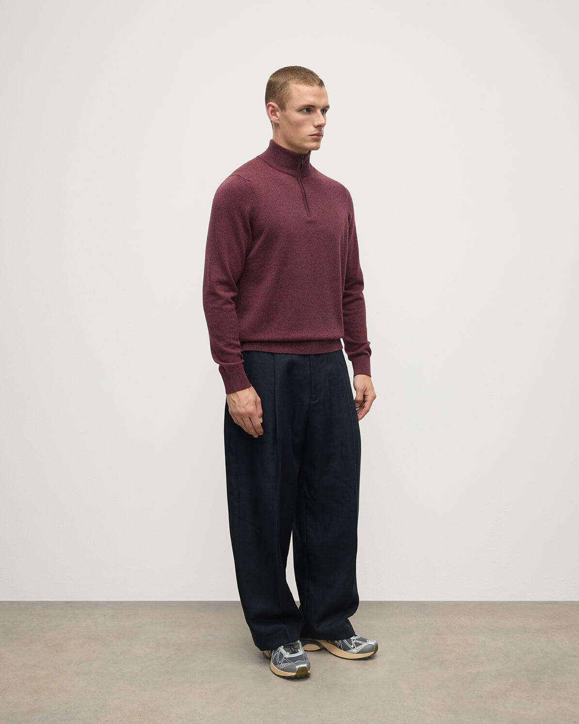 Classic Cashmere Purple Zip Neck Jumper - 3