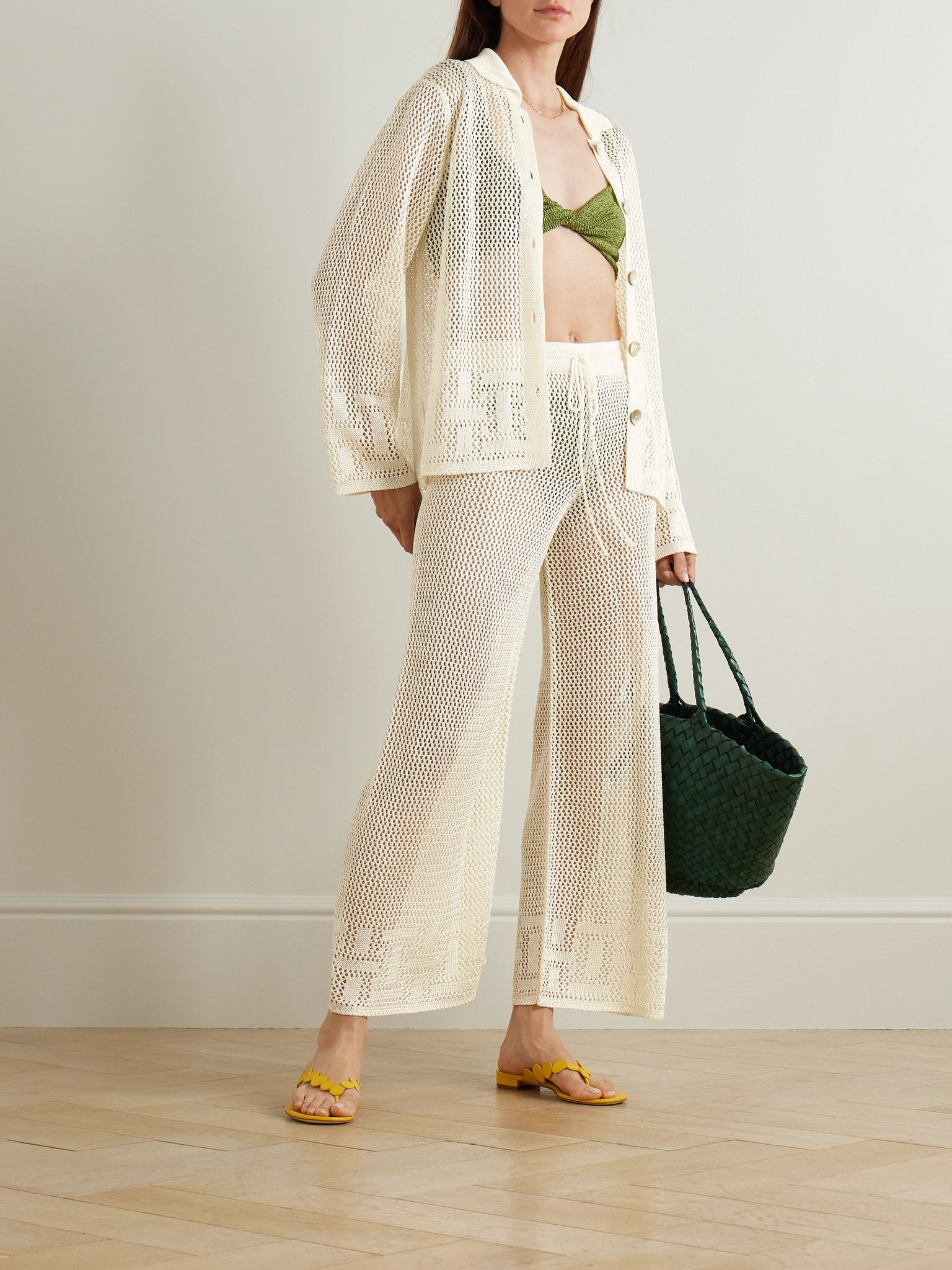 Crocheted cardigan Beige - 2