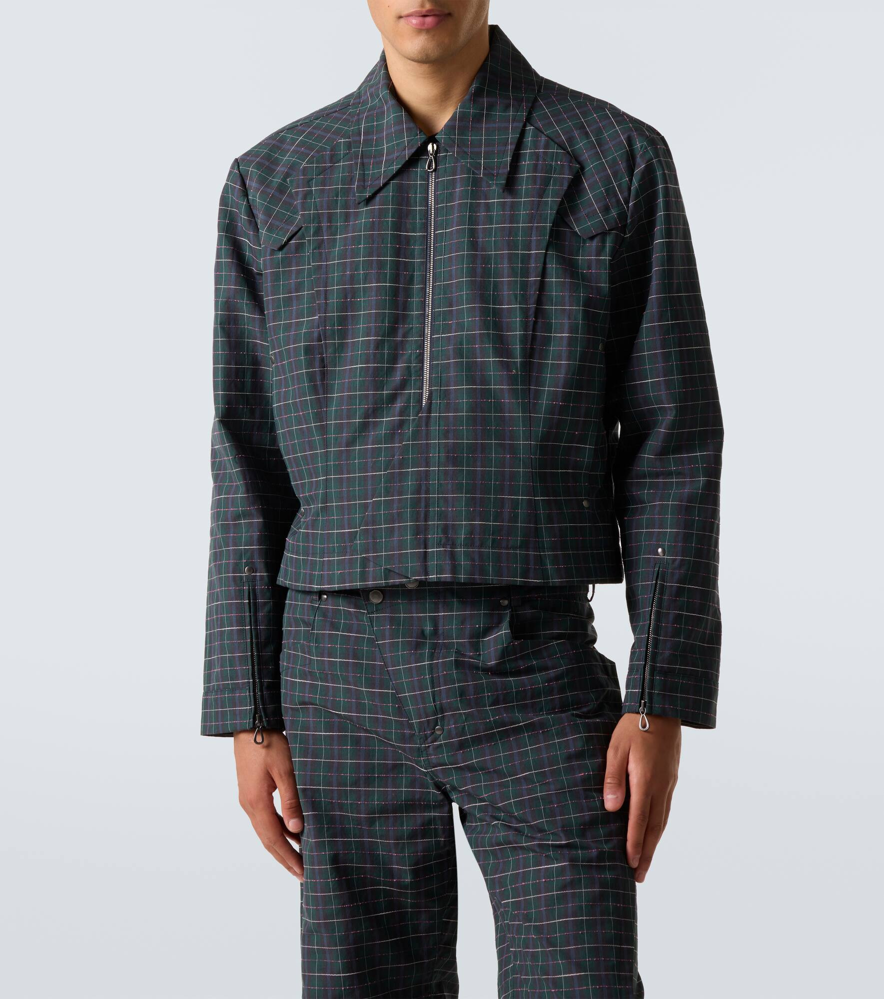 Kraner checked cropped cotton-blend blouson - 3
