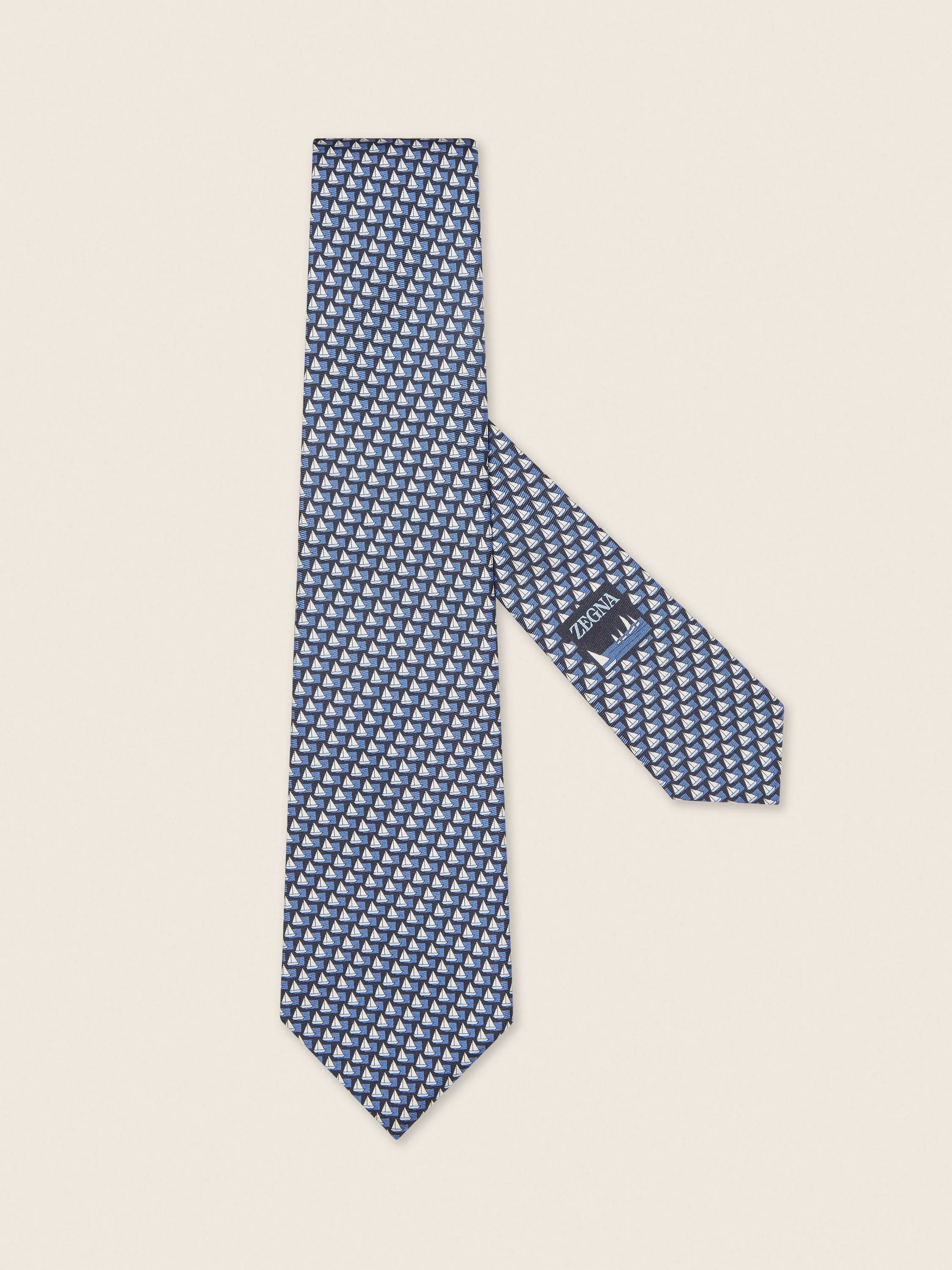 NAVY BLUE SILK TIE - 1