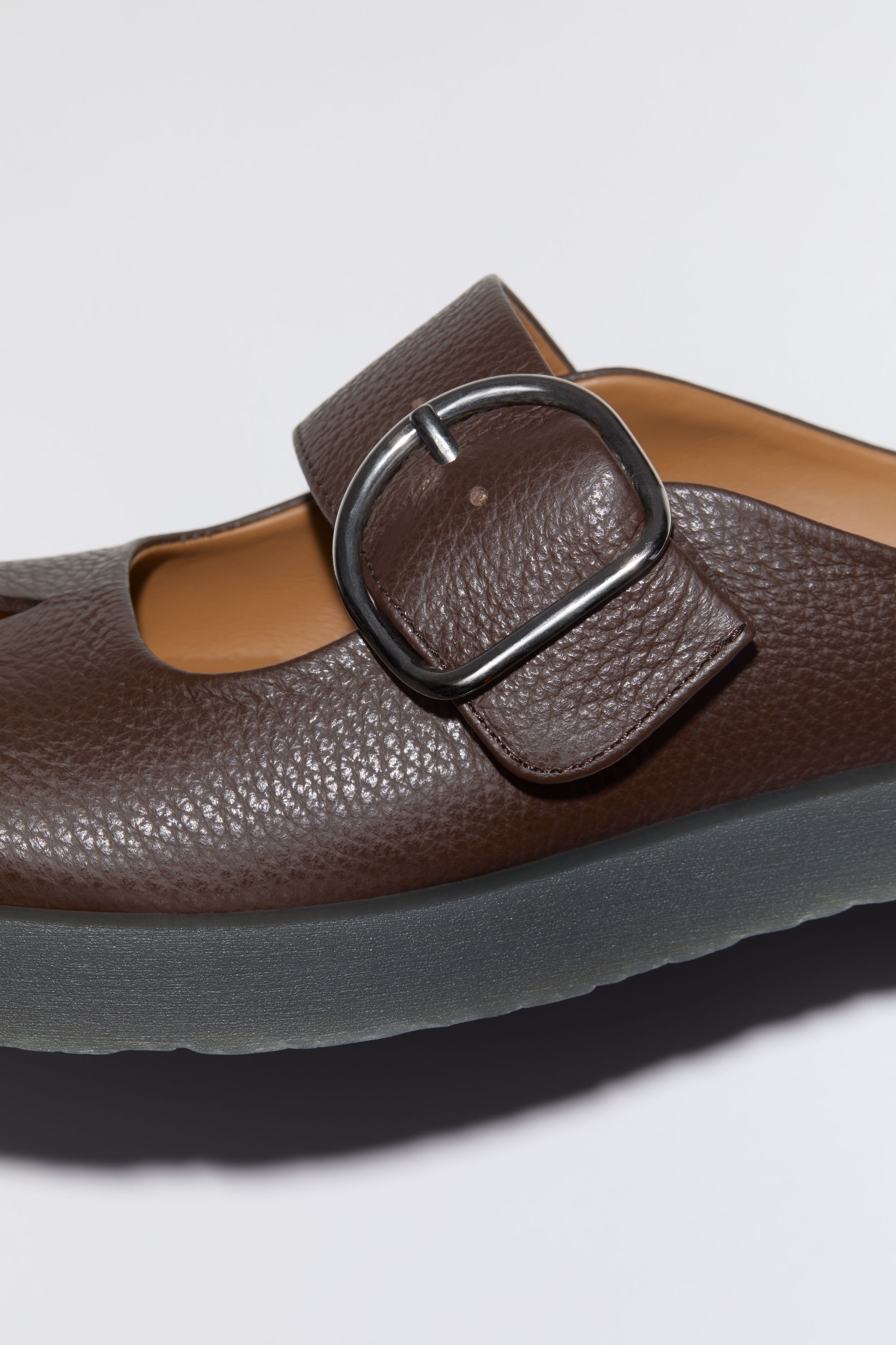 Leather mary jane mules - Brown/black - 7