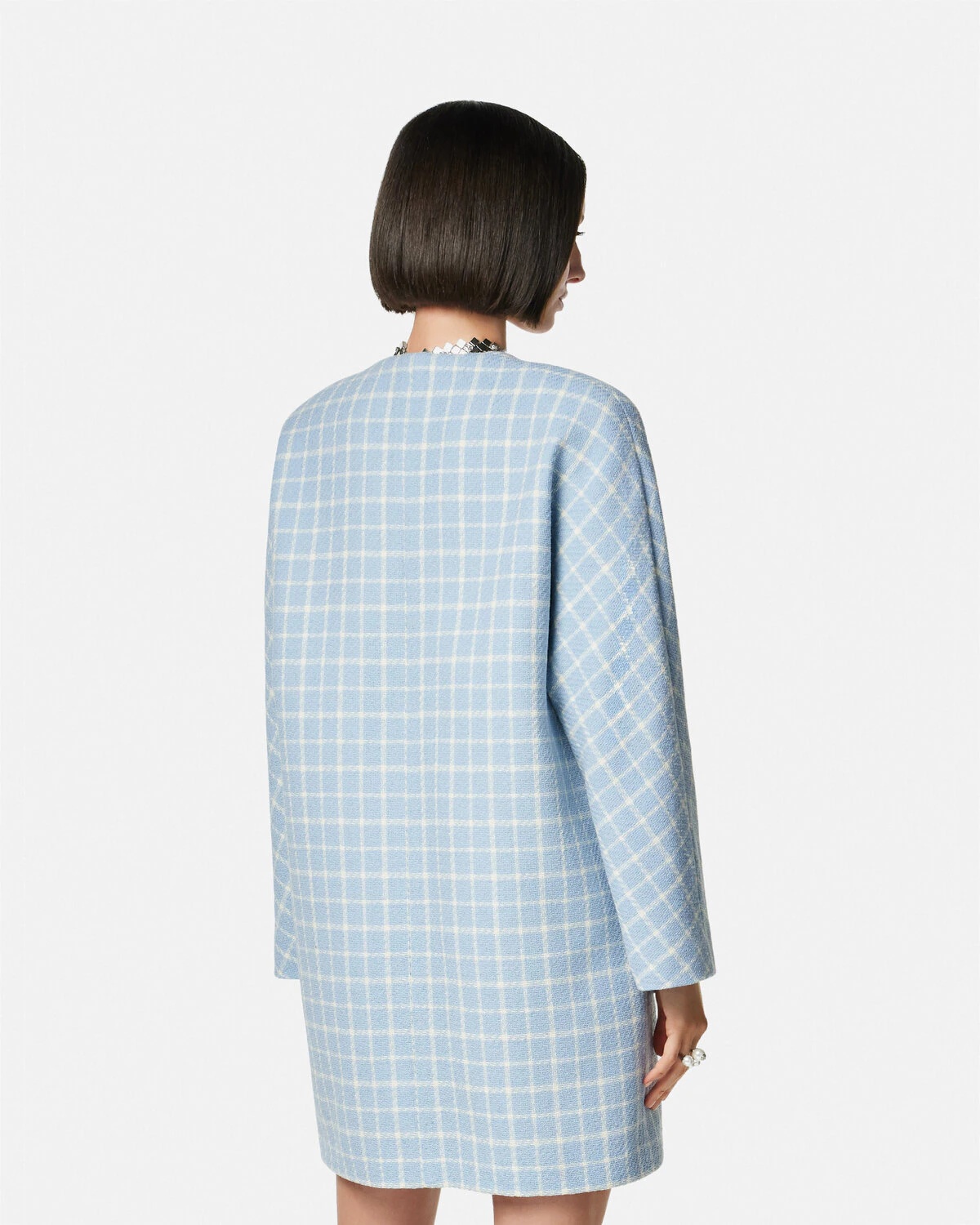 Contrasto Tweed Round Collar Coat - 5