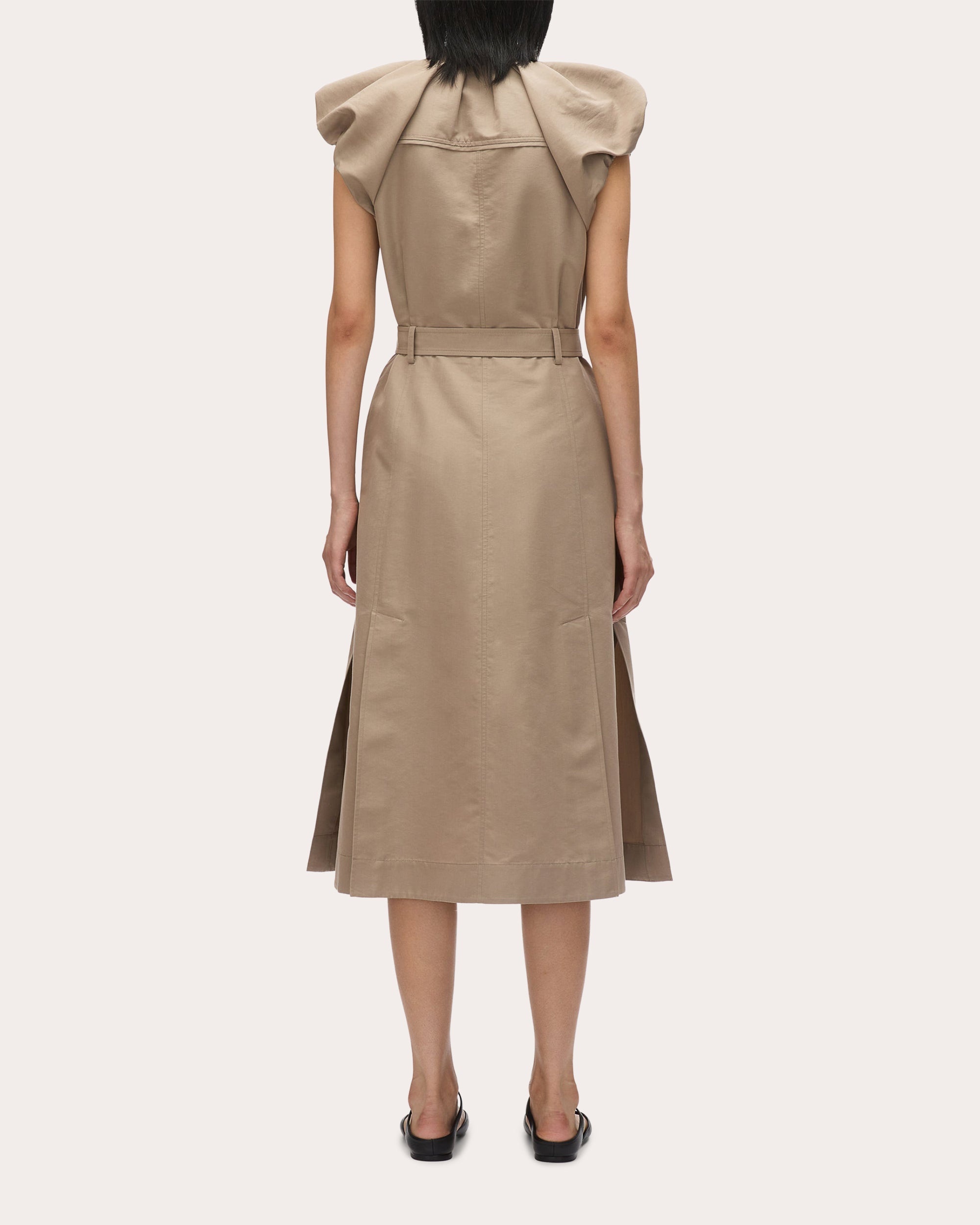 Poplin Puffed Cloud-Sleeve Shirt Dress - 2