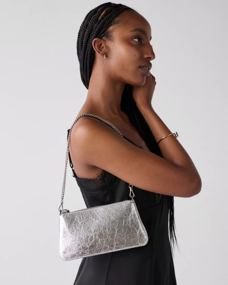 kate spade Grace Crinkle Metallic Pochette Bag outlook