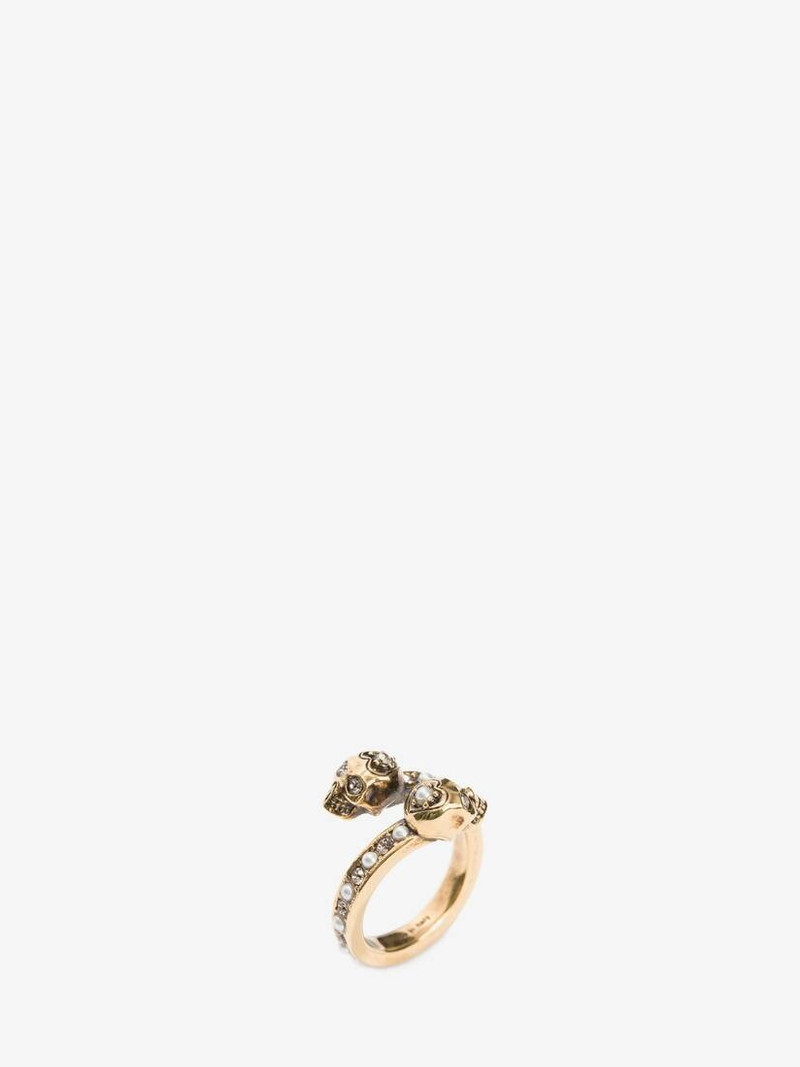 Alexander McQueen Women's Wrap-around Skull Ring in Gold outlook