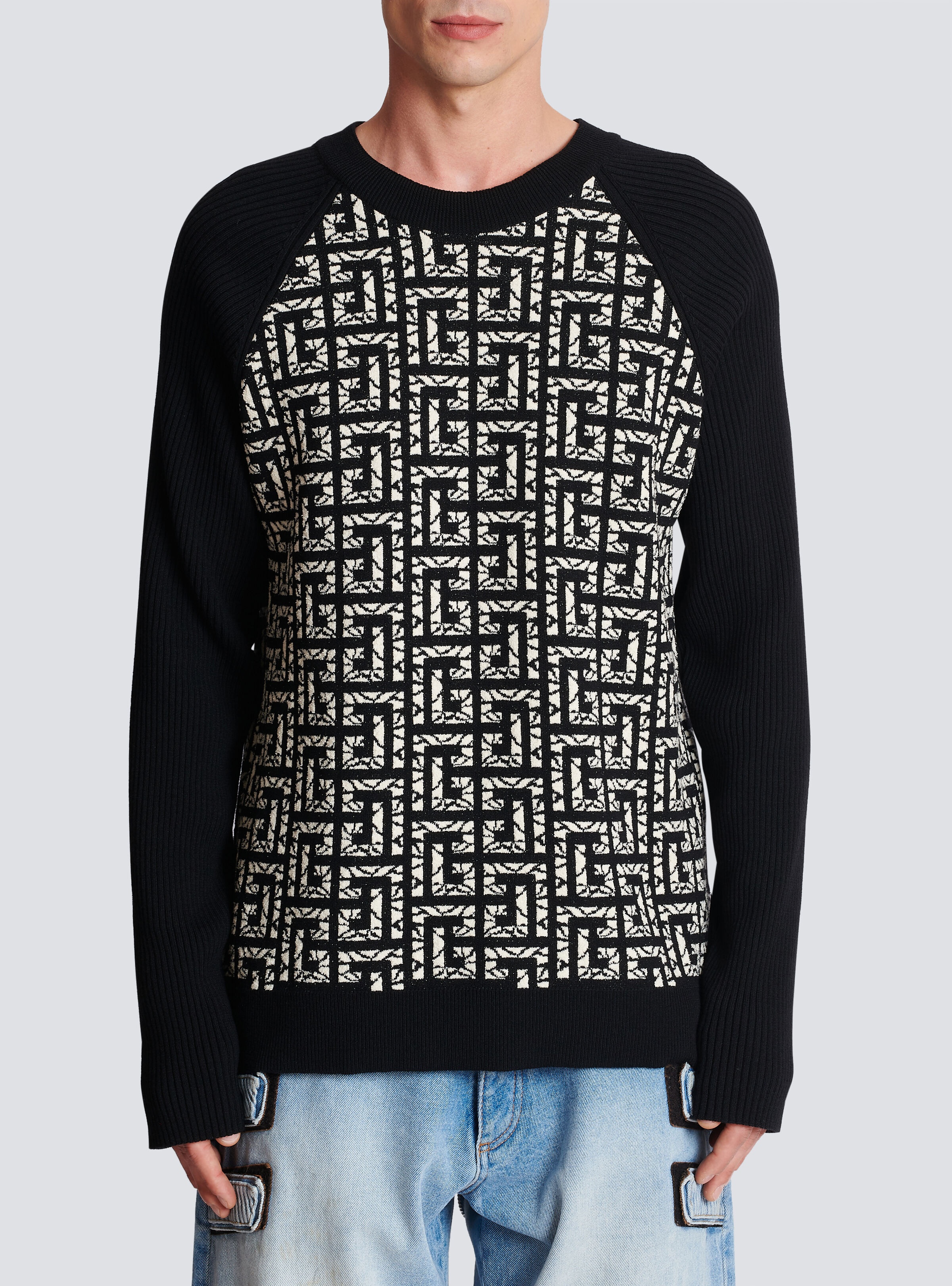 Wool jumper with marbled monogram - 5