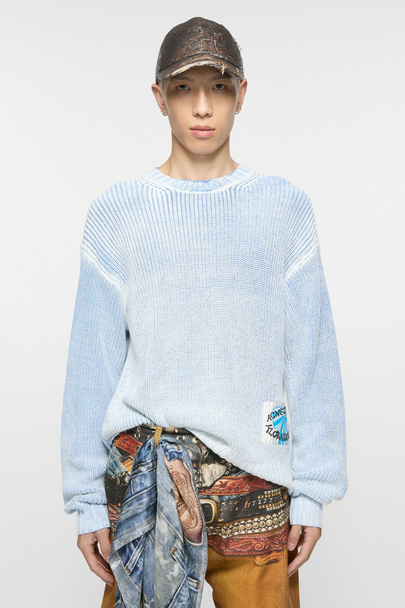 Acne Studios Crew neck jumper - Denim blue/White outlook