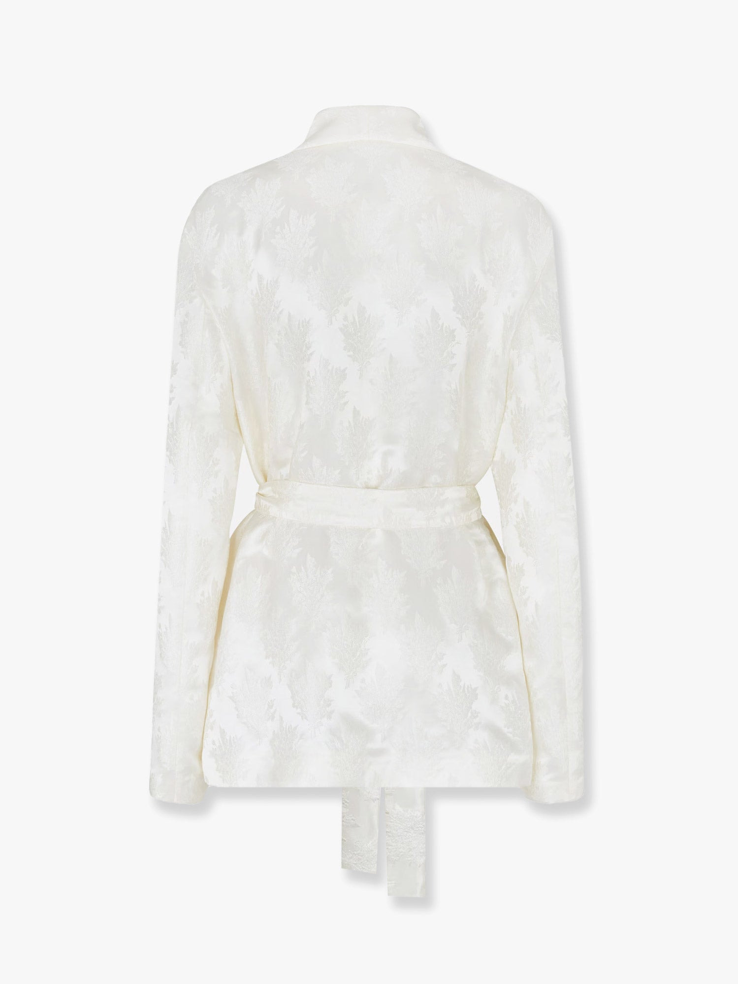Jacquard Silk Blazer With Floral Motif - 5