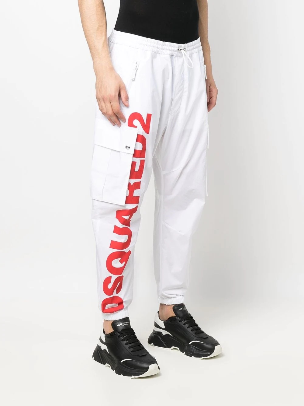 logo-print tapered trousers - 3