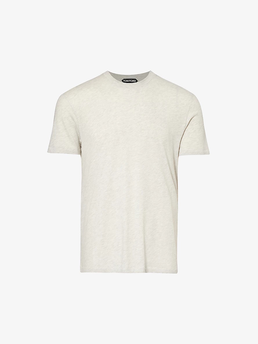 Brand-embroidered crewneck cotton-blend T-shirt - 1