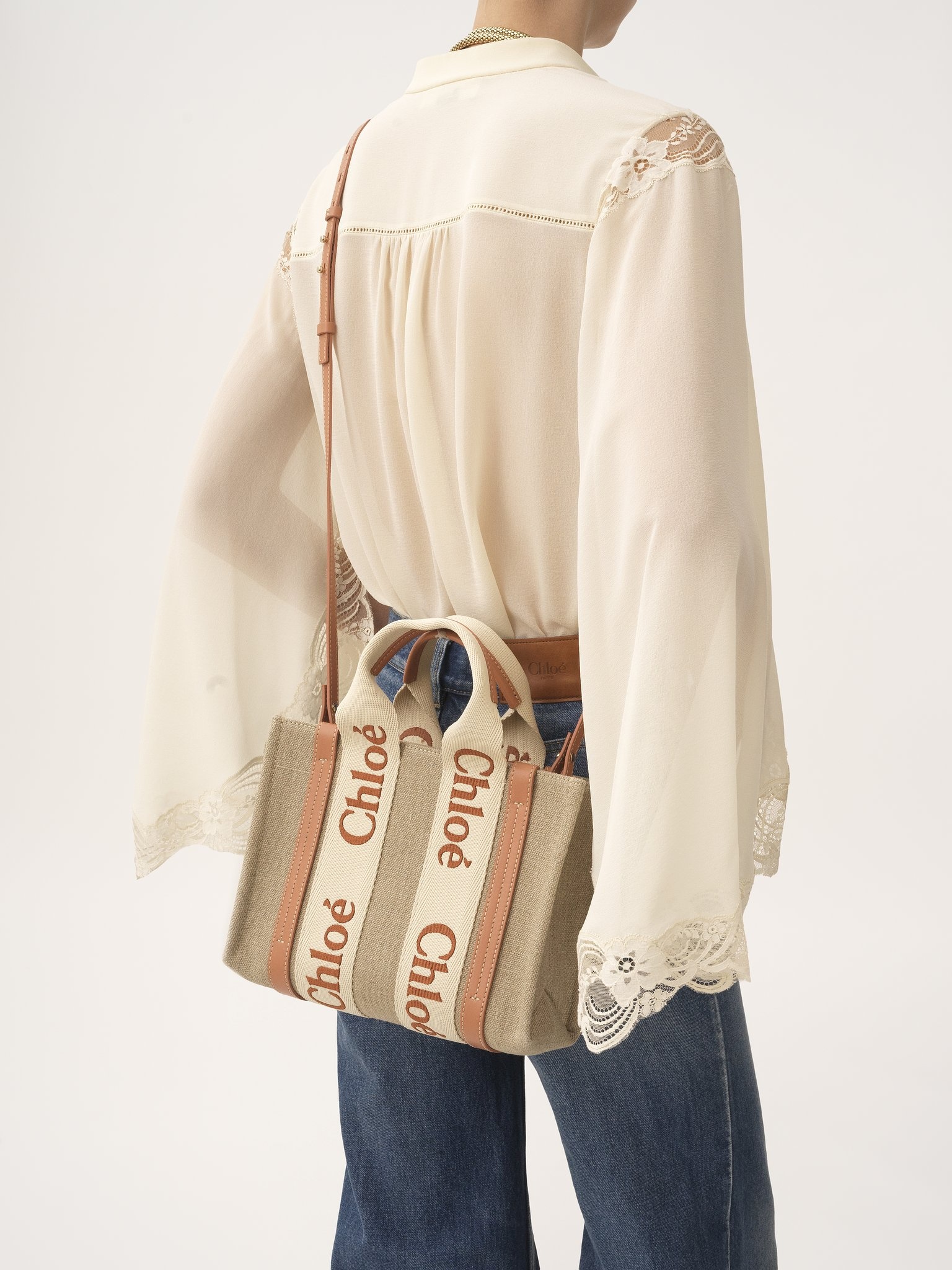 SMALL WOODY TOTE BAG IN LINEN - 2