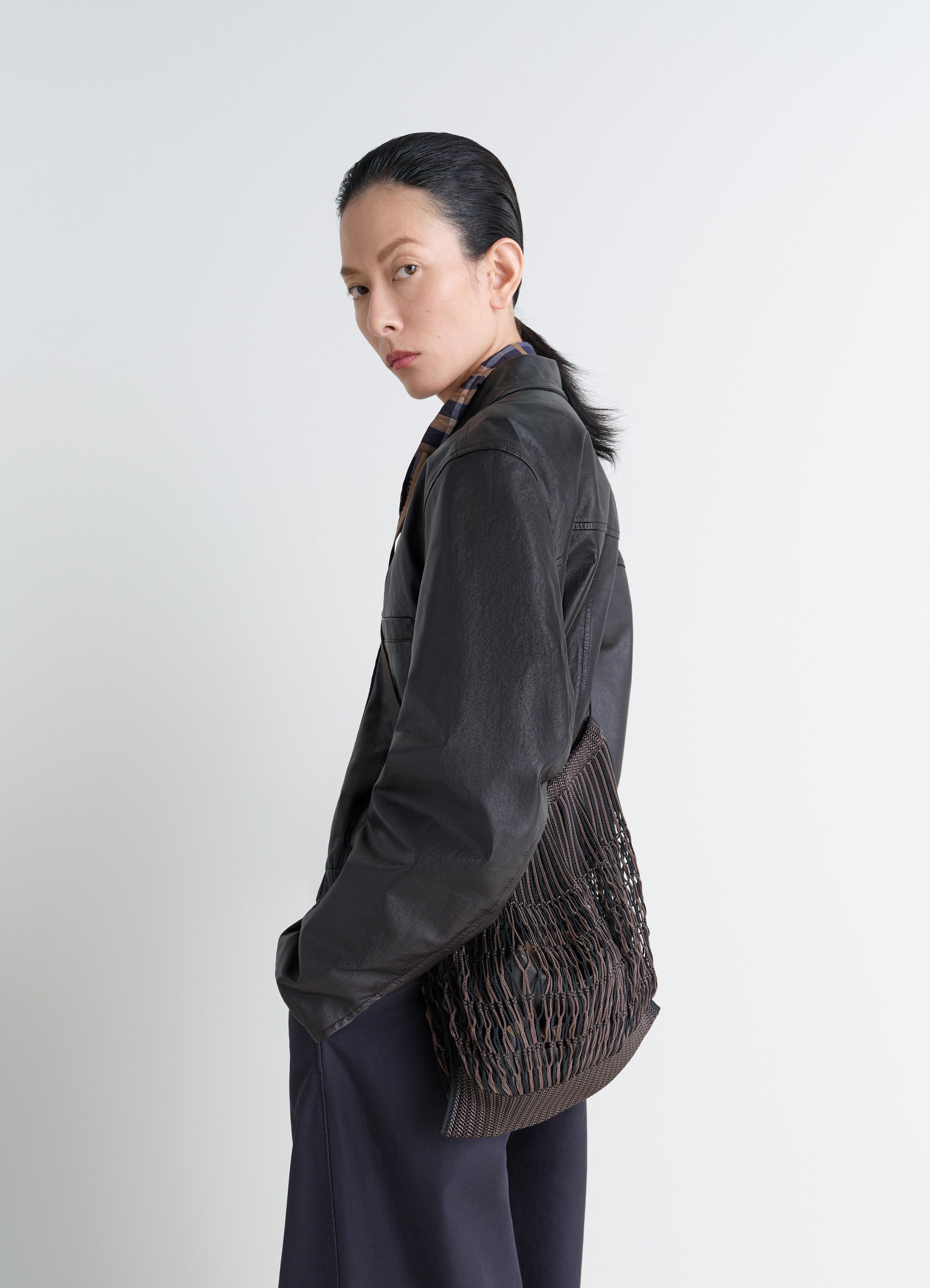 LARGE CROSSBODY FILT NET SHOPPING BAG - 2