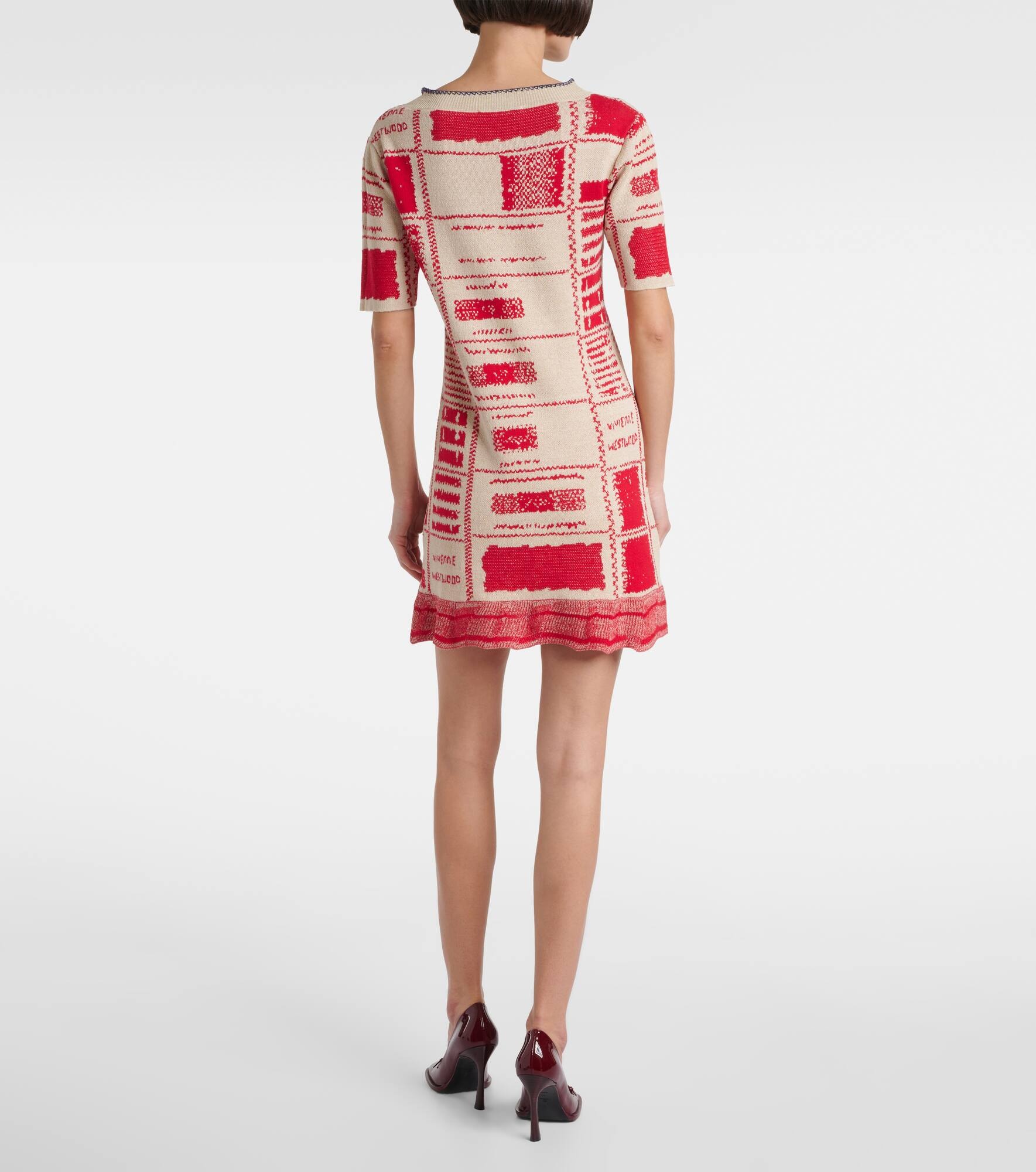 Checked hemp and cotton minidress - 3