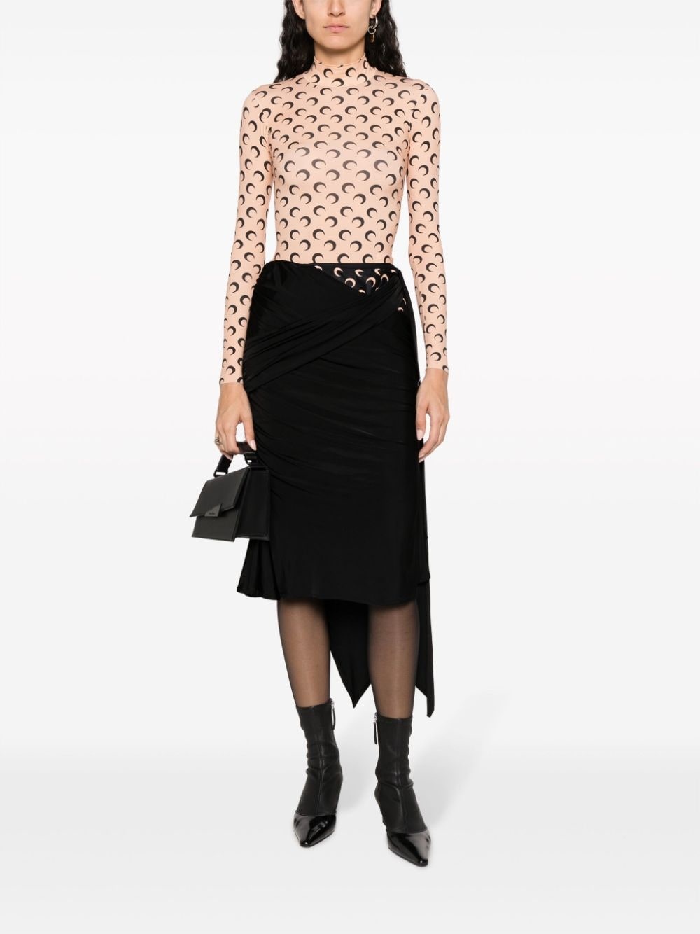 draped midi asymmetric skirt - 2