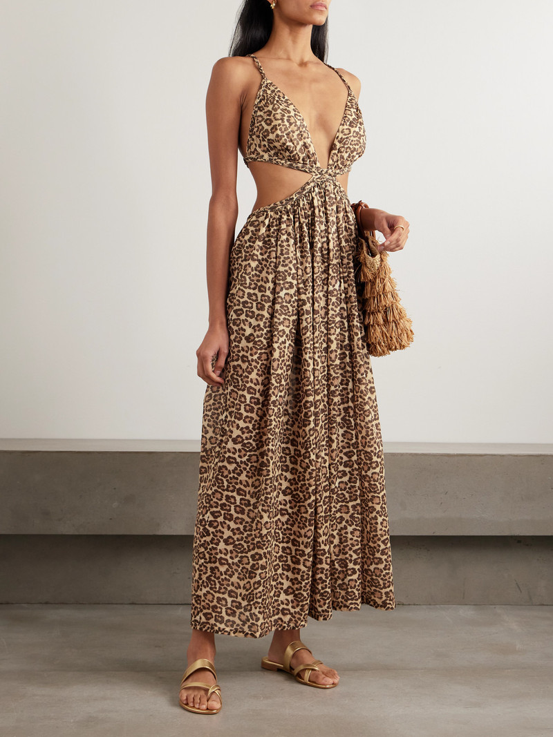 Zimmermann Wanderlust Cutout Leopard-print Cotton-voile Maxi Dress outlook