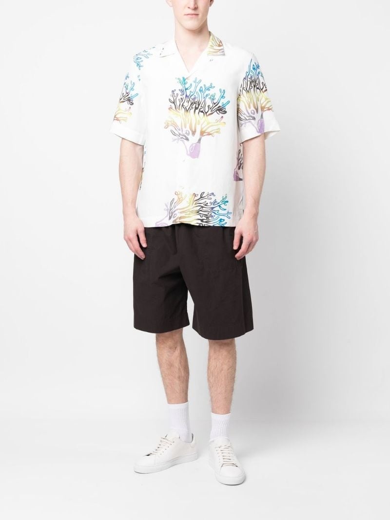 coral-print short-sleeve shirt - 2