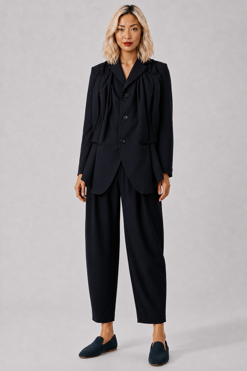 Comme Des Garçons DRAPE PLEAT DETAIL JACKET | BLACK outlook